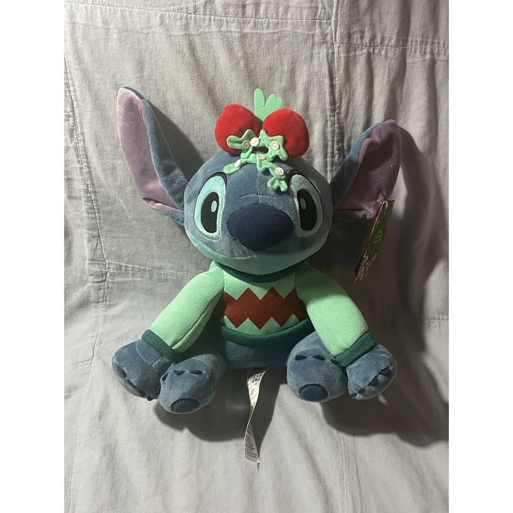 NEW 2023 Walt Disney Parks Holiday Plush Stitch in‎ a Sweater w/ Mistletoe 14"